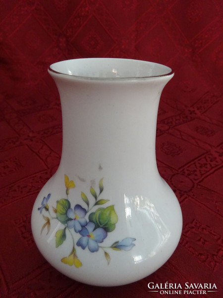 Aquincumi porcelán váza, magassága 10 cm. Ezüst szegélyes. Vanneki! Jókai.