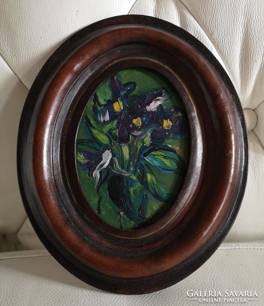 Ilona Szereday: purple bouquet, oil painting