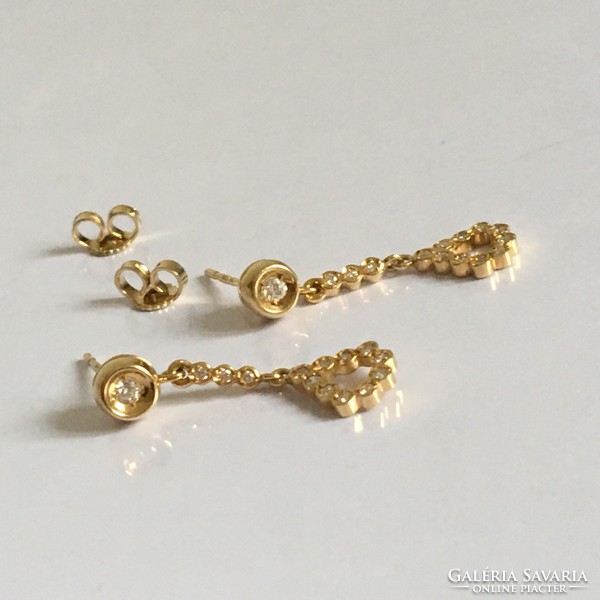 Hungarian earrings brilliant diamond 0.36 ct yellow gold 14 k / 585