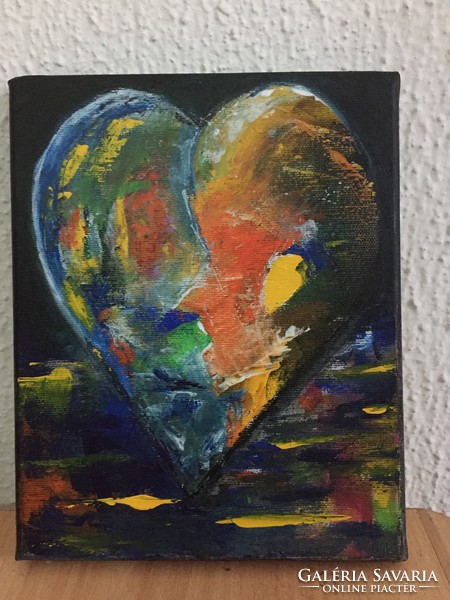 Horváth Ágota: Csupaszín szív - Colorful Heart,absztrakt festmény a művésztől