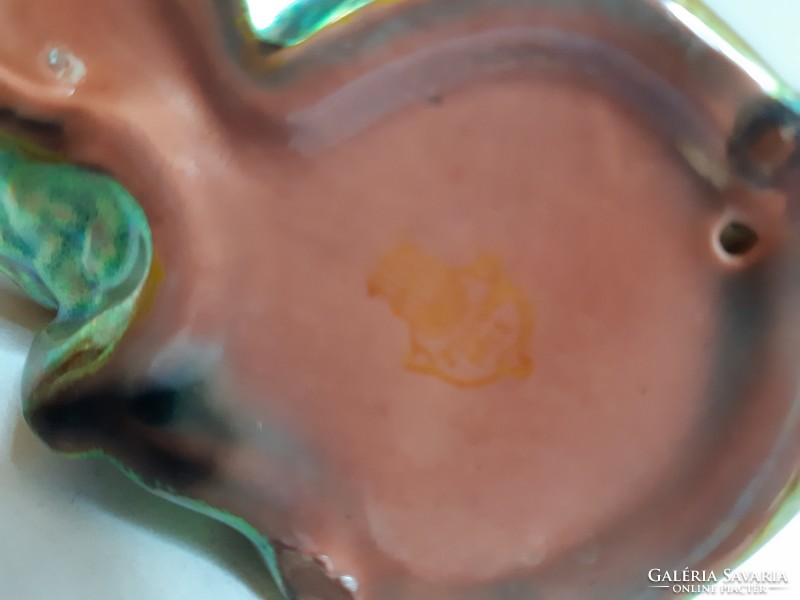 Zsolnay porcelán eozin mázas Annuska kislány kosárral fűszertartó nagyon szép színes eozinnal