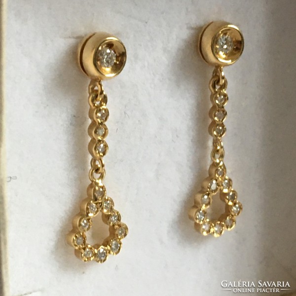 Hungarian earrings brilliant diamond 0.36 ct yellow gold 14 k / 585