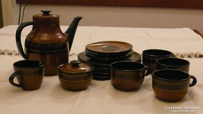 Handcrafted German ceramic breakfast set for 4 people