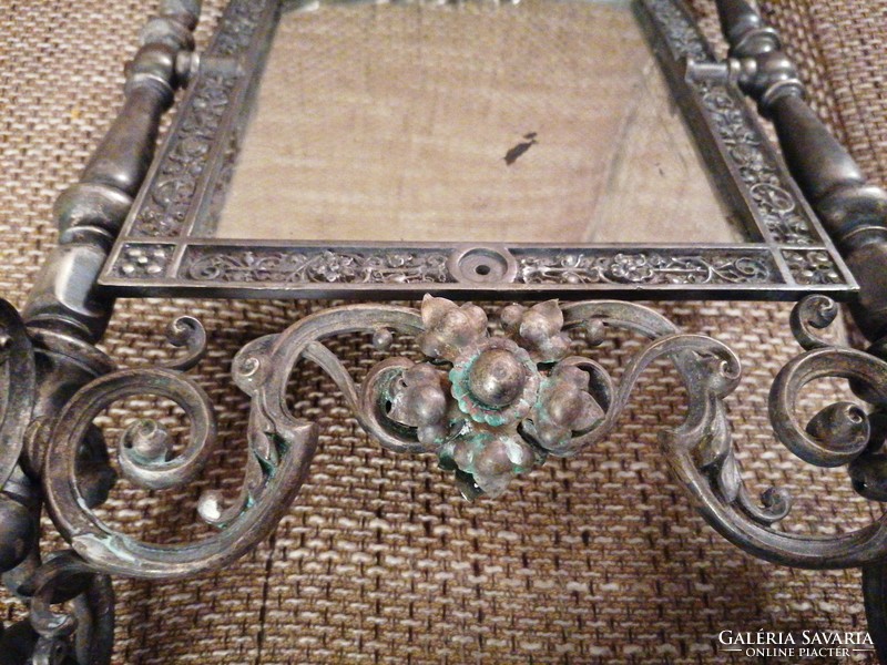 Antique, art nouveau pewter (alloy) mirror with beautiful workmanship! 43 cm high!