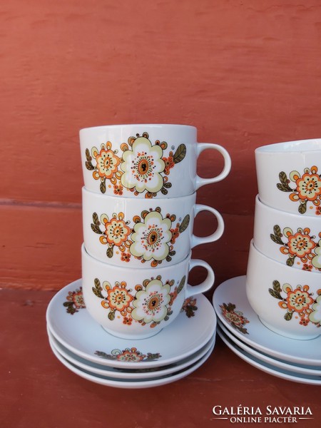 Alföldi icu pattern set of 6 teacups, cup + saucer