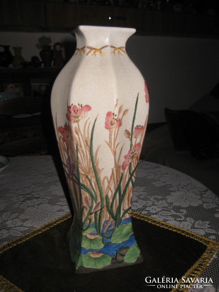Fajansz váza  13 x  35,5 cm  szép állapotban