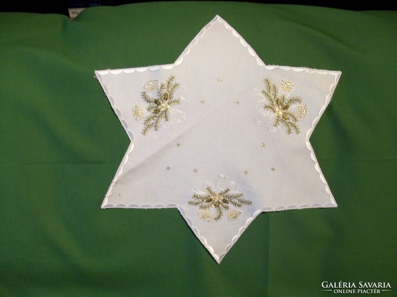 Hanukkah holiday of light, embroidered star of David tablecloth