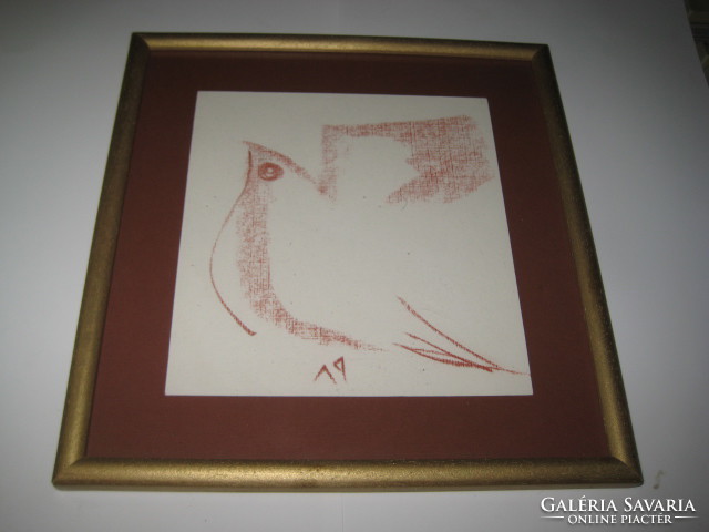 Modern work, the dove, signed, 22 x 23 cm including frame