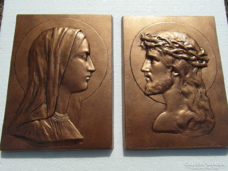 Christ and the Virgin Mary plaques, wall decorations