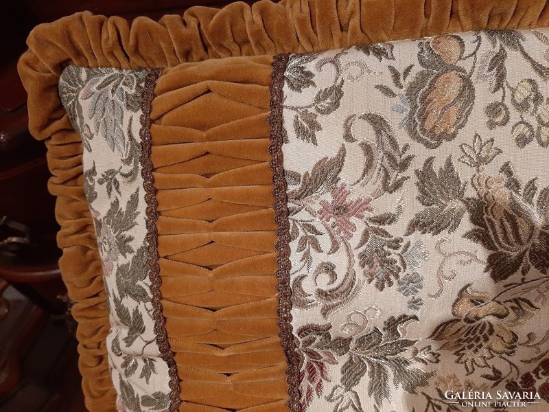 Decorative cushion combined with golden velvet