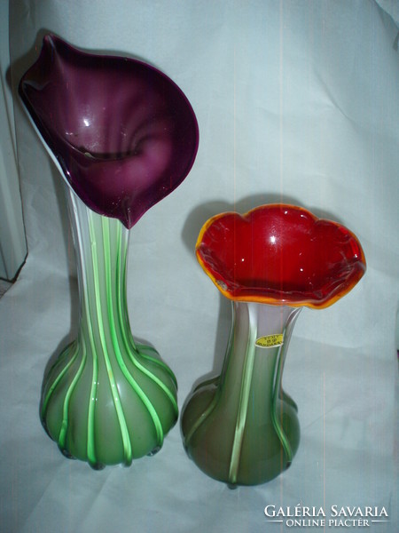 2 Artistic 2-layer glass vases