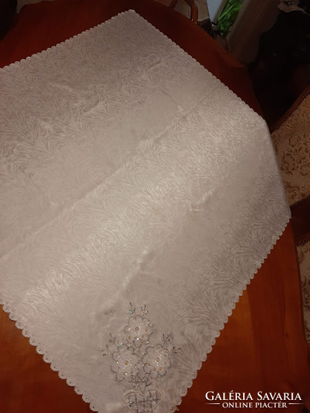 Silk, patterned and embroidered square tablecloth