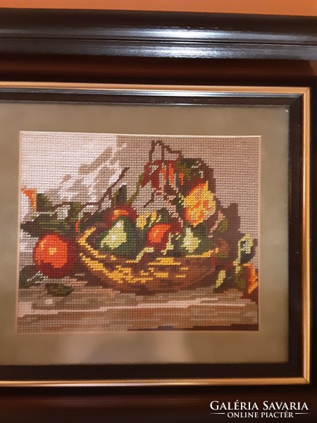 Goblein kép, gyümölcskosár igényes keretben - csendélet falikép