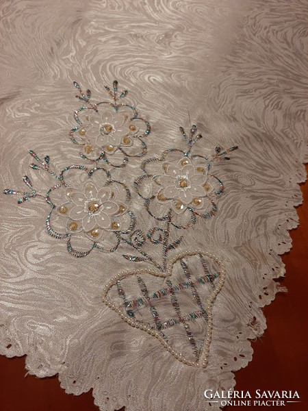 Silk, patterned and embroidered square tablecloth