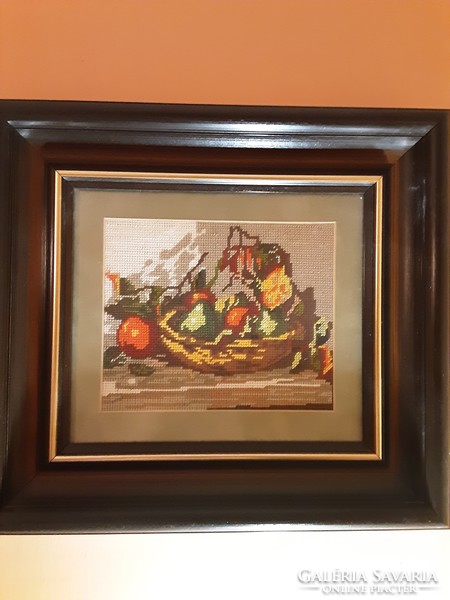 Goblein kép, gyümölcskosár igényes keretben - csendélet falikép