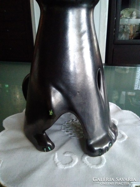 Applied art art deco ceramic candlestick cat, from the 60s and 70s! For cat lovers!