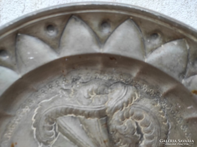 Antik Ón tál tànyér , rendkívüli! Nemesi portré vagy katonai portré igényes munka!
