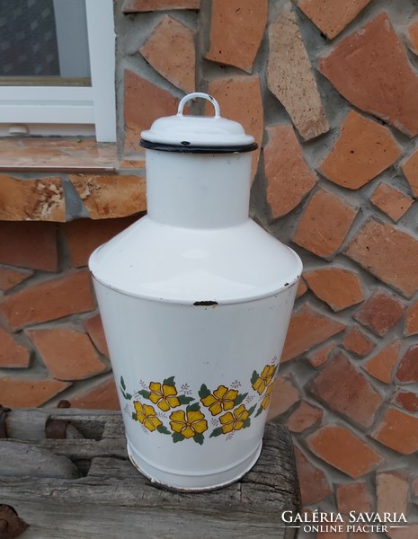 Enameled enameled flower jug, cantaloupe, nostalgia piece, peasant decoration, garden