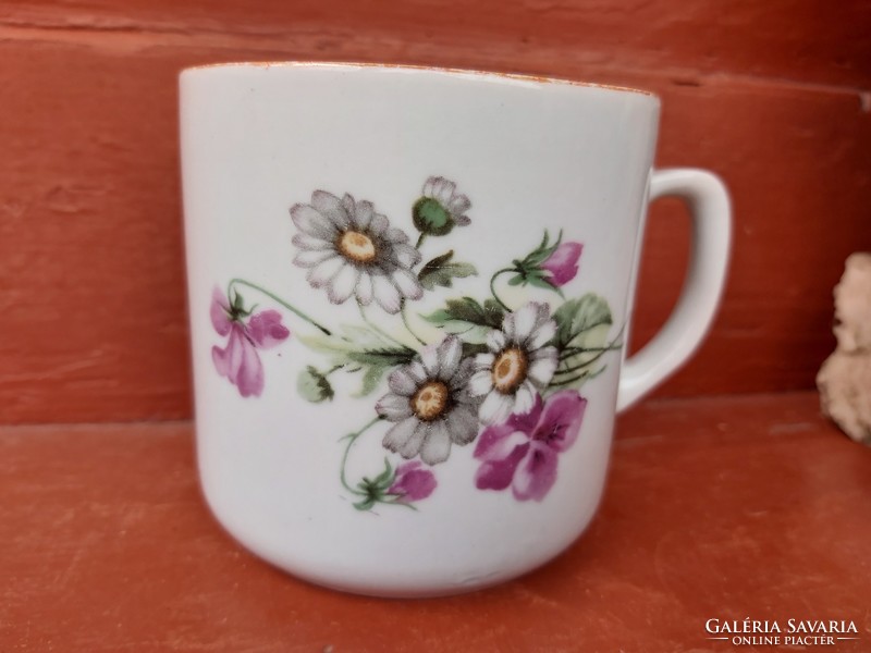 Zsolnay violet, daisy mug, nostalgia piece, cocoa mug