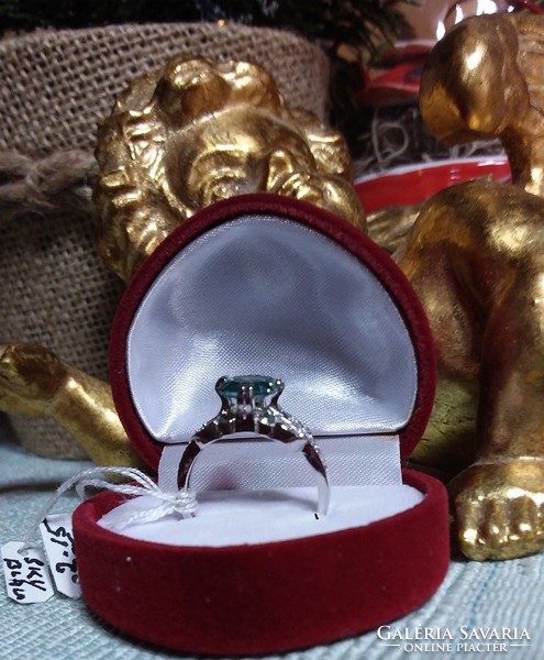 2,15 karat VS1 fehér SKY kék Moissanite Diamond 925 ezüst gyűrű méret: 55