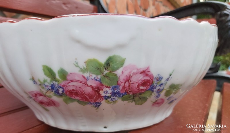 Beautiful rare mcp czechoslovakia pink, floral 27 cm porcelain scone, peasant bowl