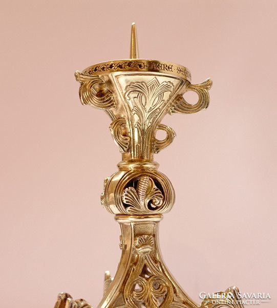 R! Gilded silver altar candle holder.