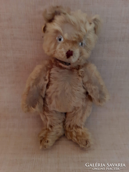 Antique weeping structured straw teddy bear rarity