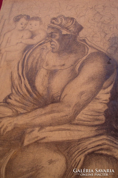 MICHELANGELO (1475-1564):a Sixtus-kápolna freskójának egyik főalakjáról -CUMAEA- grafikai másolat.