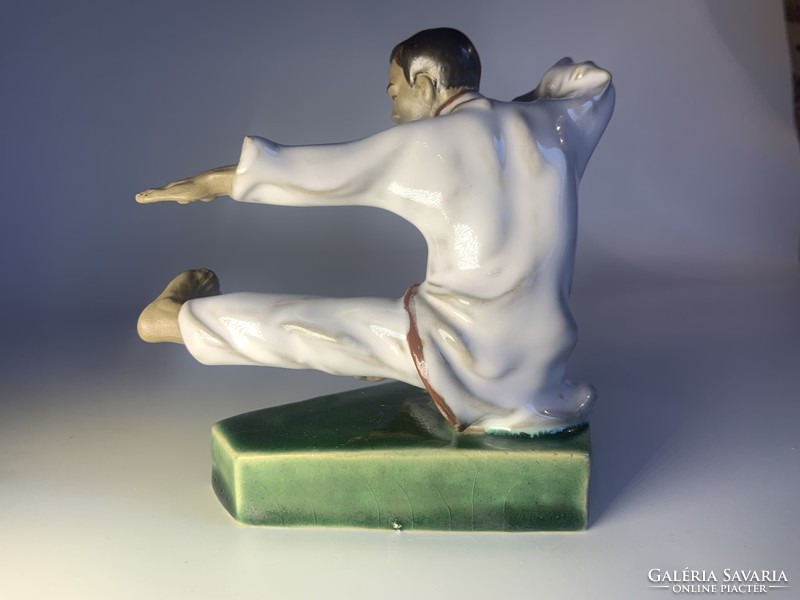 Ritka, vintage kerámia kung fu mester figura szobor