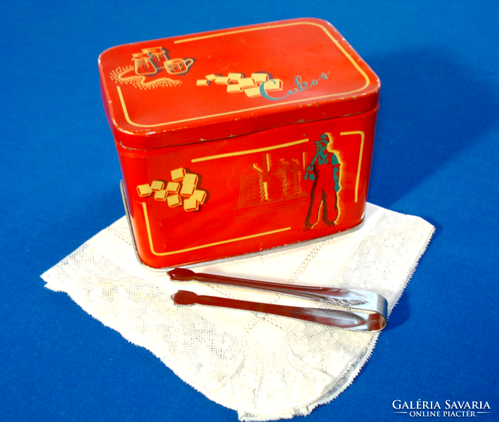 RETRO kockacukros pléhdoboz a '40-es évekből (nagyon ritka)