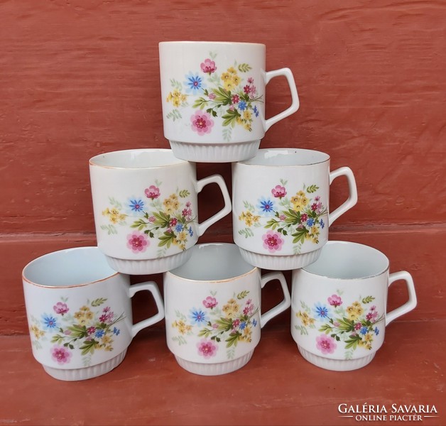 6 pcs zsolnay flower, mug, mugs, in good condition, collectibles, nostalgia