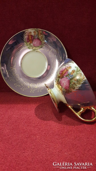 Barokk jelenetes, életképes porcelán csésze