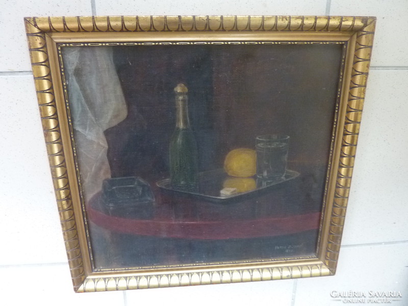 Table still life, 1932 (oil painting in excellent condition, framed, 39x42 cm) varga d. Jeno