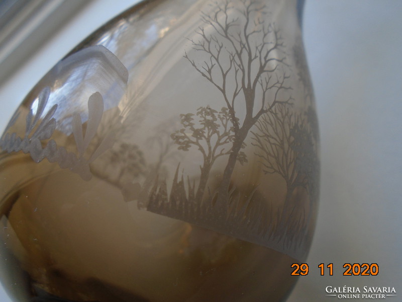 Ivy glass vase with hand painted panoramic landscape