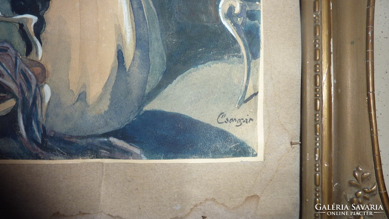 Tükröm, tükröm - régi akvarell, Batthyány Gyula modorában