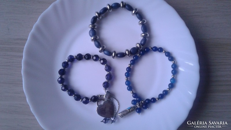 3 blue bracelets