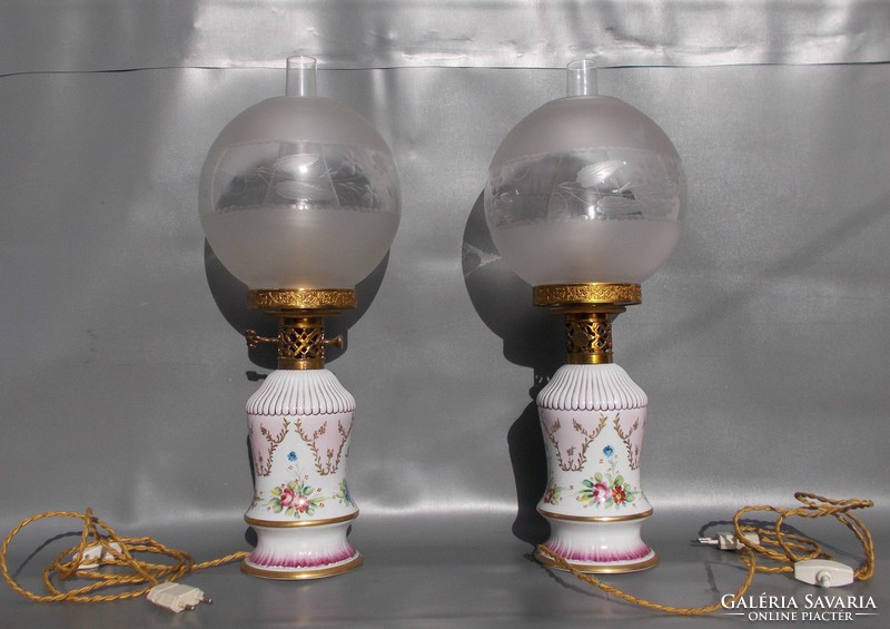 A pair of antique Sevres porcelain table lamps