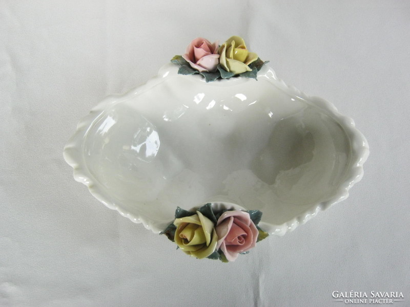 ENS porcelán tál rózsa díszítéssel