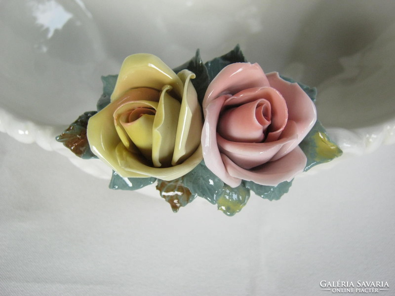 ENS porcelán tál rózsa díszítéssel