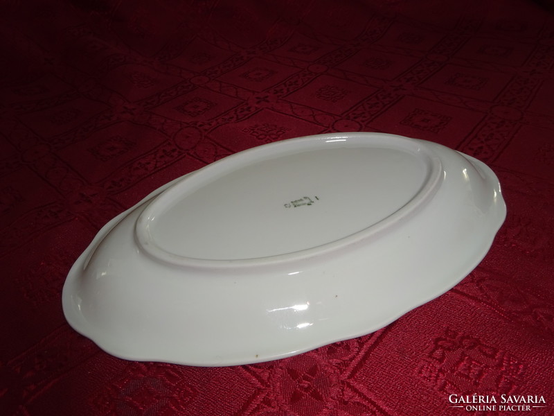 Zsolnai porcelain, white oval bowl with antique shield seal. He has!