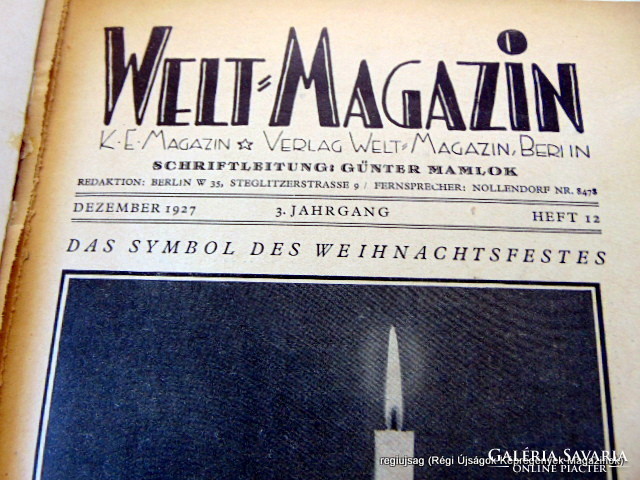 1927 december  /  Welt Magazin  /  Régi ÚJSÁGOK KÉPREGÉNYEK MAGAZINOK Szs.:  16047