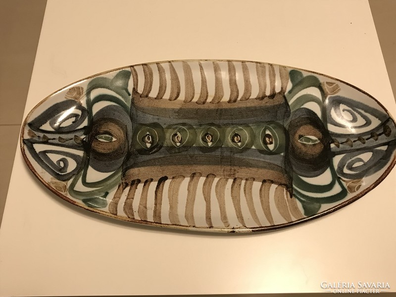 Vintage English Rodmell Studio ceramic fish bowl, Judith Partrige design