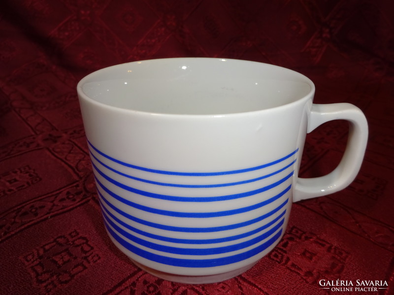 Zsolnay porcelán, kék csíkos pohár, magassága 7 cm. Vanneki!