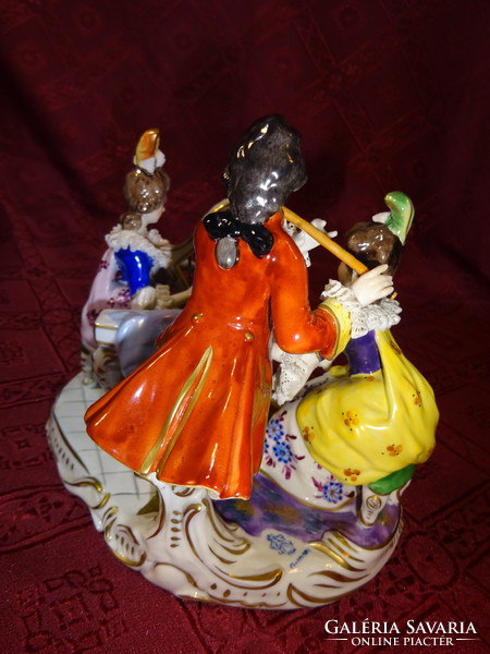 German porcelain antique musical trio, aelteste volkstedter manufactory, figural sculpture. He has!
