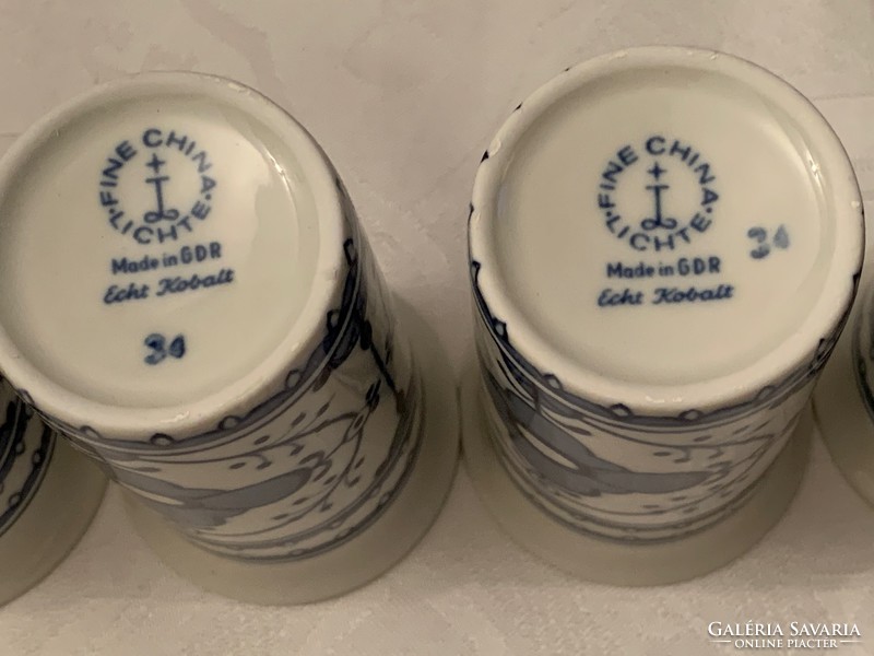 Türingiai Lichte ect kobalt keletnémet porcelán csésze, újak, eredeti dobozában olcsóbb