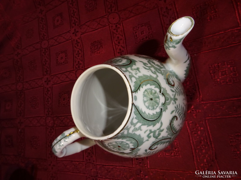 Japán porcelán, zöld mintás kávékiöntő tető nélkül, magassága 12 cm. Vanneki!