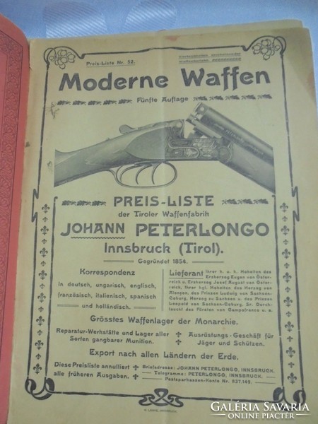 Fegyver árjegyzék 1854.Innsbruk Tirol