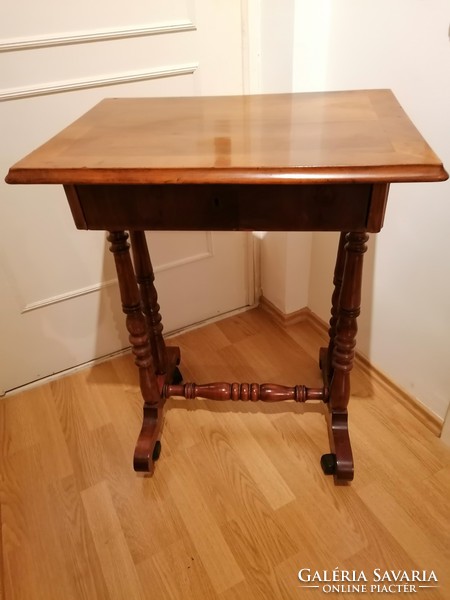 Very nice antique tin German sewing table/side table