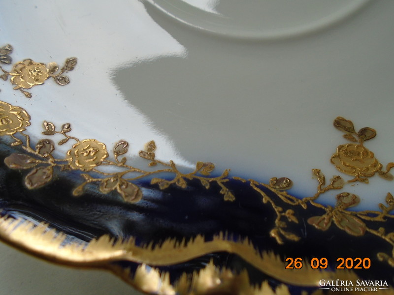 1891 Hand painted relief with gold roses and edging limoges haviland france cobalt teacup