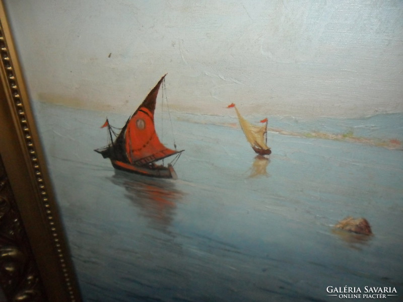 Hatalmas olasz mediterrán tájkép olaj festmény